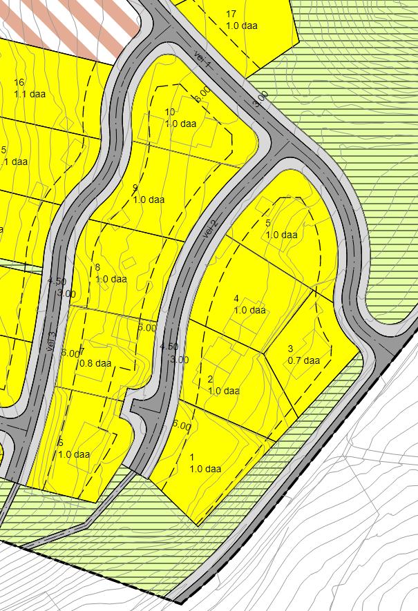 Situasjonskart over ledige tomter i Høve bustadfelt i Reinli - Klikk for stort bilde
